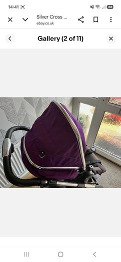 Purple silver cross  pram