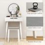 Modern Dressing Table with Round Mirror and Stool, Makeup Vanity Table with 2 Drawers for Bedroom, Living Room, 60 x 40 x 123 cm, White Image 3