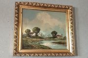Oil painting with cottages 1931