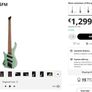 ibanez left handed bass, stainless steel frets Image 3