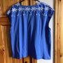 Next Ladies  Blue 100% Cotton Embroidered palm tree pattern sleeveless Blouse Top size 20 includes Postage Image 3