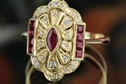 Vintage Style Ruby Stones Crystal Gold Ring