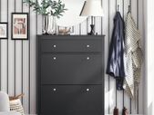 Shoe Cabinet with Drawers Tall Shoe Storage Cupboard, Black or Grey