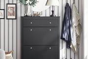 Shoe Cabinet with Drawers Tall Shoe Storage Cupboard, Black or Grey