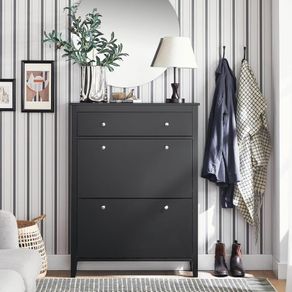 Shoe Cabinet with Drawers Tall Shoe Storage Cupboard, Black or Grey