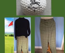 Burberry golf trousers, khaki green, authentic, professionally cleaned, D18 post 8e