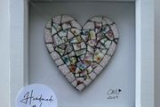 Handmade framed Heart in Pique Assiette Mosaic