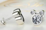 Sterling Silver Disney Mickey Mouse Silhouette Earrings New
