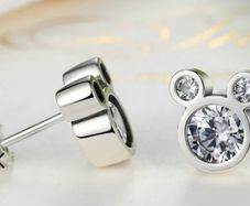 Sterling Silver Disney Mickey Mouse Silhouette Earrings New