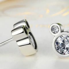 Sterling Silver Disney Mickey Mouse Silhouette Earrings New