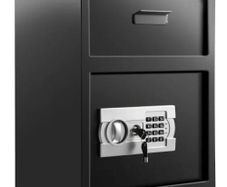 Digital Depository Safe 48 L Electronic Code Lock, Deposit Safe with Two Emergency Keys and Deposit Slot, Restaurant Safe Made of Carbon Steel, Depository Box for Home, Hotel and Office