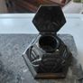 Antique desk inkwell with a seated dog on marble stand Image 5