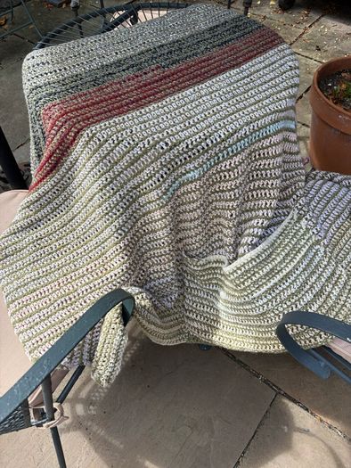 Gorgeous Hand Crochet Throw with large Pocket ( never used)