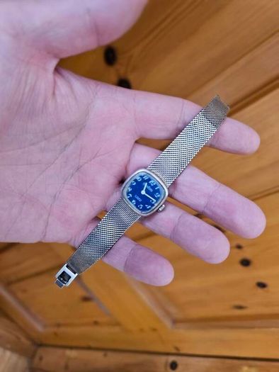 Silver 1940s Swiss Made Omikron Lady's Mechanical Wind up Swiss Watch 800s Silver