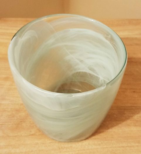Marbled effect Grey White & Clear Glass Vase/ Plant Pot