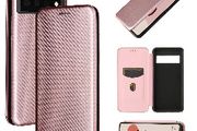 For Google Pixel 6 Pro Carbon Fiber Wallet Case Pink