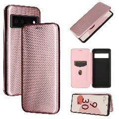For Google Pixel 6 Pro Carbon Fiber Wallet Case Pink