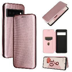 For Google Pixel 6 Pro Carbon Fiber Wallet Case Pink