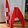 Large 1m Red & White Rocket Sculpture Tintin Style Retro Pop Art Floor Decor Image 2