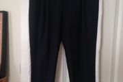 NEW Zara Navy Trousers with Cream Strip