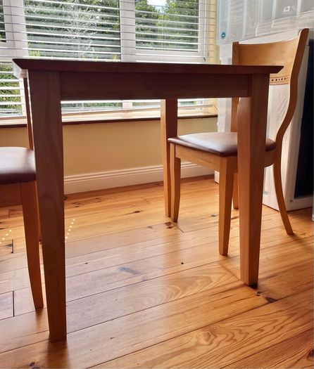 Pine table & two chairs