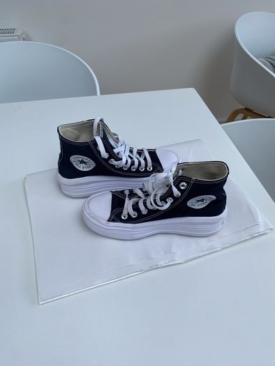 Black converse high top platform trainers