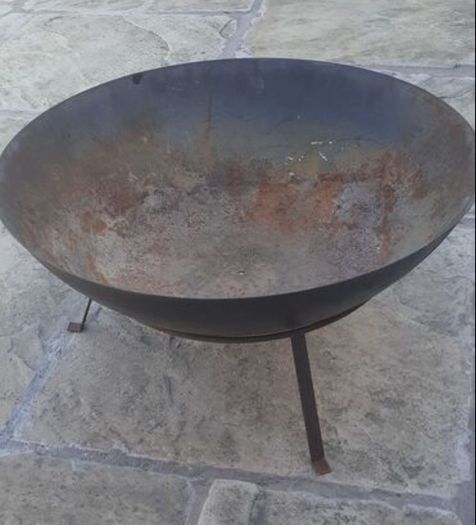 Large Iron Fire Pit with stands