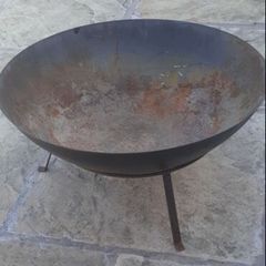 Large Iron Fire Pit with stands