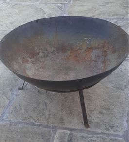 Large Iron Fire Pit with stands
