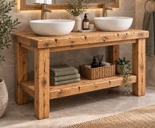 Handmade Rustic Wood Bathroom Vanity Unit