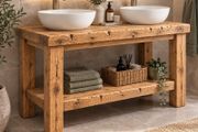 Handmade Rustic Wood Bathroom Vanity Unit