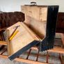 Old Vintage Carpenters Tool Box with Drawer Black Painted Wooden 1950s Image 2
