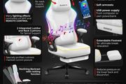 Huzaro Force 4.6 White Mesh RGB Smart Gaming Chair with Footrest - Bluetooth App &amp; Remote Control