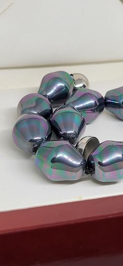 Peacock Color Shell Pearl Bracelet (Size - 8) in Rhodium Overlay Sterling Silver