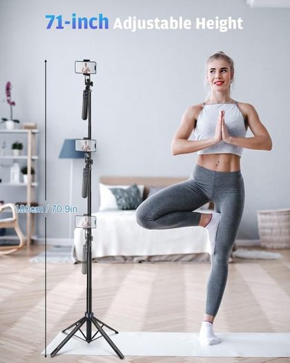 Phone Tripod with 2 LED Fill Lights & Removable Remote, All-in-One Extendable Selfie Stick Tripod for iPhone, Android & Camera, Ideal for Selfies, Vlogging & Video Recording