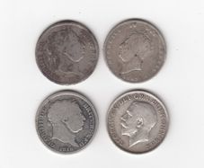 G.B. 4 x 1/-, 92.5% Silver, Coins ( no. G30)