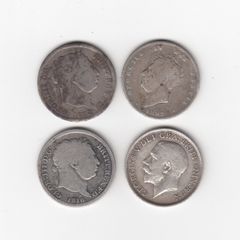 G.B. 4 x 1/-, 92.5% Silver, Coins ( no. G30)