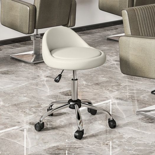 Work stool swivel stool rolling stool, height-adjustable, swivel seat, 50 cm x 50 cm x 83 cm, White