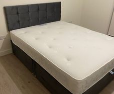 Brand New Stylish single Divan Beds.. Multiple Options Of Headboards. Tufted Memory Foam Mattresses Available. Drawers Storage Available