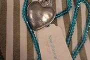 Blue Illusion Silver Heart Pendant Necklace with Beaded Chain