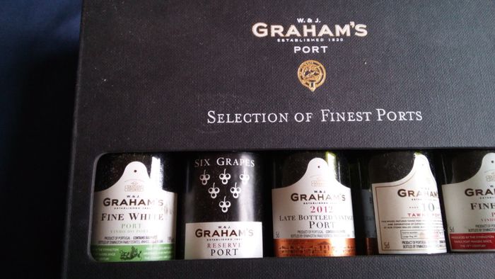Graham's Port. Mini Port Wine Selection. Empty Bottles.
