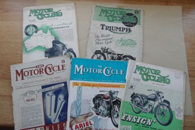 5 x Vintage Motorcycling Magazine From The 1940's & 50's
