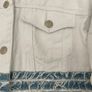 White Denim Jacket- Distressed Style with Blue Stripes- Size S Image 3