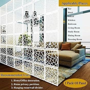 FREE EXPRESS SHIPPING Hanging Room Divider,10 Pieces Wood-Plastic Hanging Panels 0.2 inch Thick Screen Panel for Living Room Bedroom Home Decoration