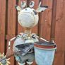 Metal Cow Garden Ornament & Planter Wobbly Head Image 2