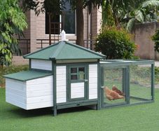Chicken Coop Small Animal Pet Cage w/ Nesting Box Outdoor Run Wooden