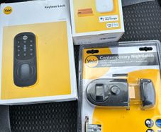 Yale Keyless Lock + Yale access module + Yale connect WiFi bridge and Yale contemporary latch. New
