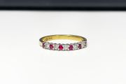 Eleven Stone Ruby and Diamond Ring in 18K Gold