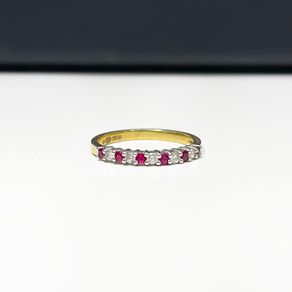 Eleven Stone Ruby and Diamond Ring in 18K Gold