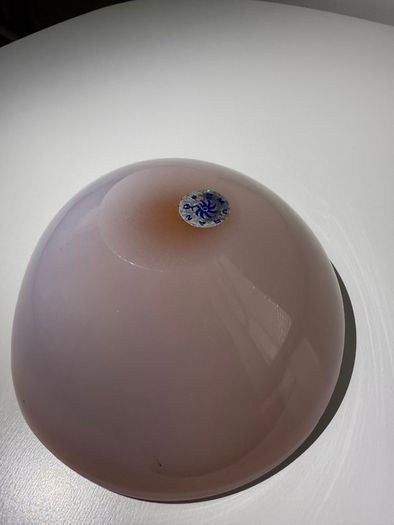 Vintage Alfredo Barbini Attributed Murano Biomorphic Shell Bowl.  Original BD Label. c.1965 to 1975